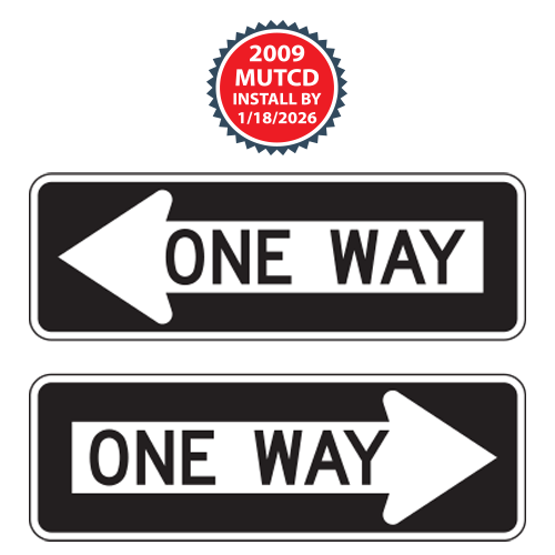 One Way (Enclosed in Left/Right Arrow) Sign | 2009 MUTCD