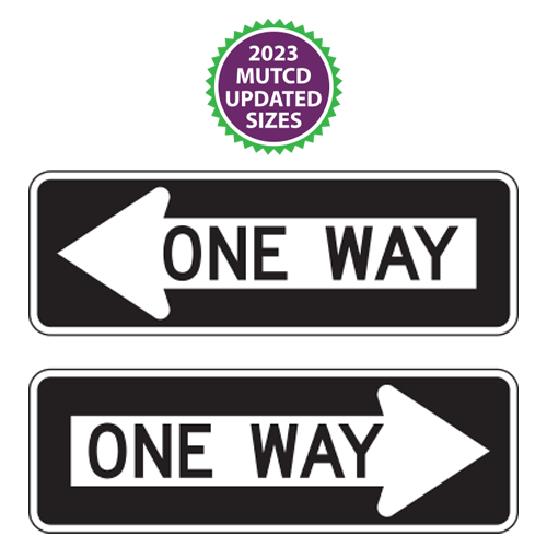 One Way (Enclosed in Left/Right Arrow) Sign | 2023 MUTCD